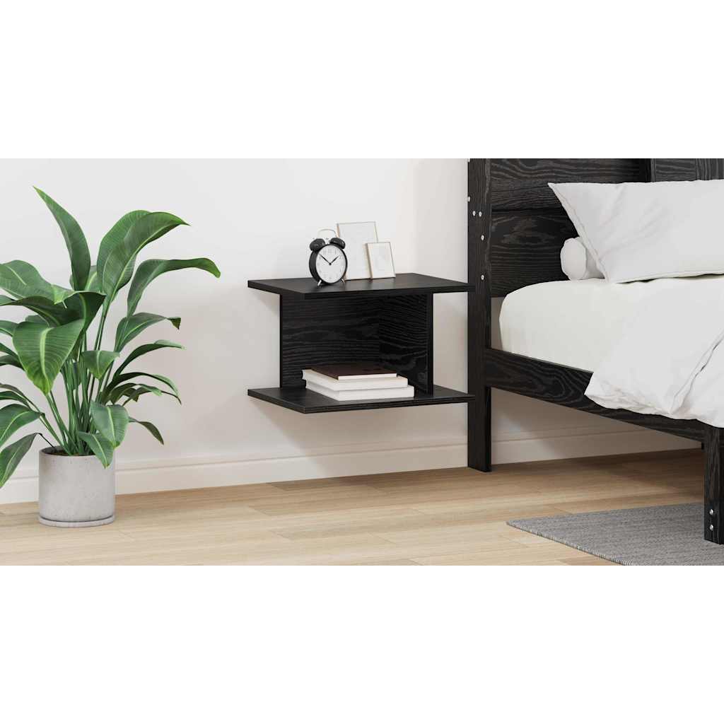 Bedside Table Black Oak 40 x 30 x 25 cm Engineered Wood