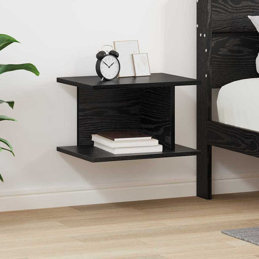 Bedside Table Black Oak 40 x 30 x 25 cm Engineered Wood