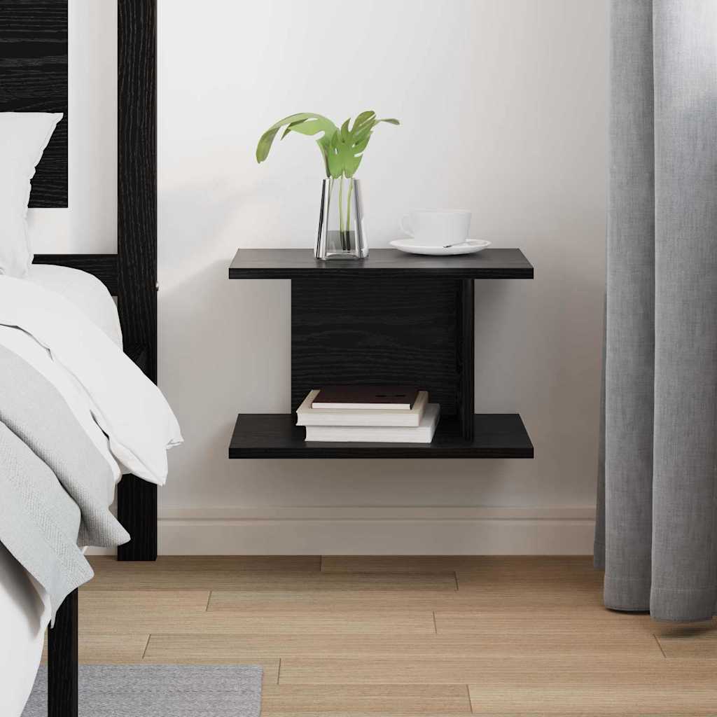 Bedside Table Black Oak 40 x 30 x 25 cm Engineered Wood