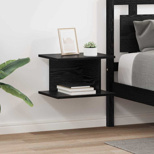 Bedside Table 2 pcs Black Oak 40 x 30 x 25 cm Engineered Wood