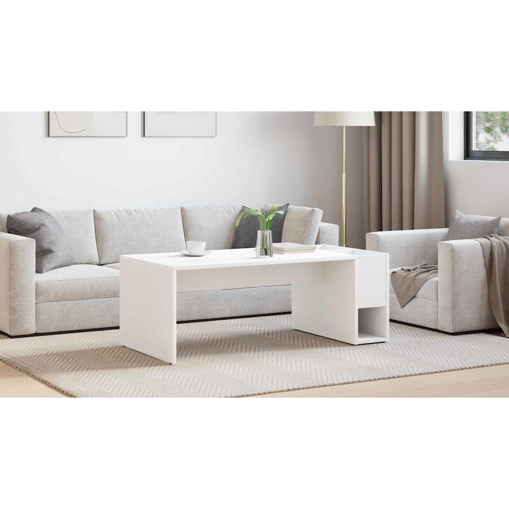 Coffee Table White 101.5 x 50 x 37 cm Engineered Wood