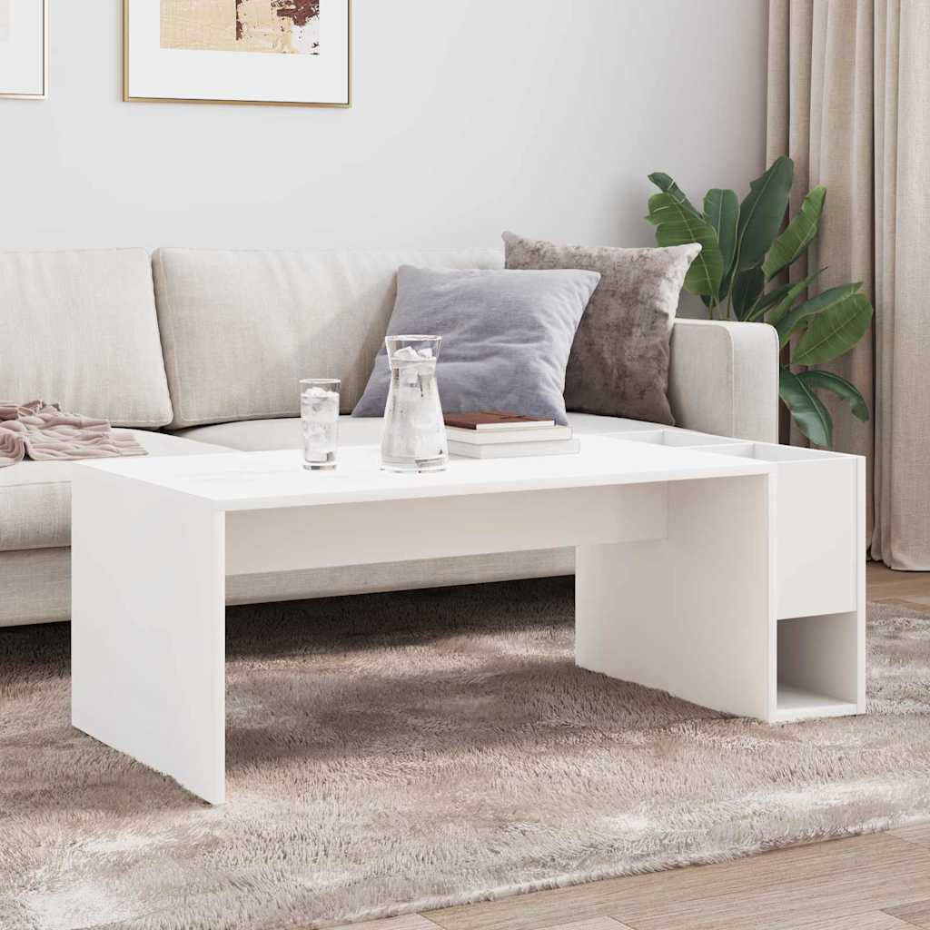 Coffee Table White 101.5 x 50 x 37 cm Engineered Wood