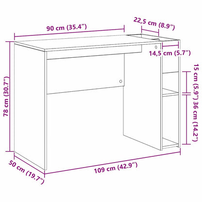 Desk Smoked Oak 109 x 50 x 78 cm Engineered Wood