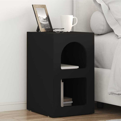 Bedside Table ELST Black 29.5 x 33.5 x 50 cm Engineered Wood