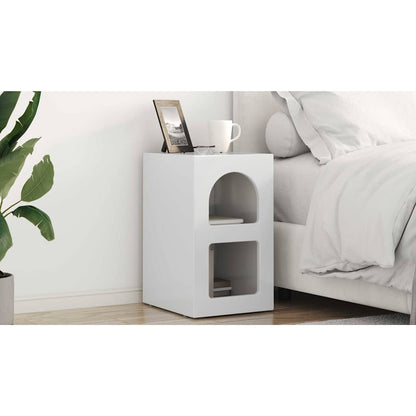 Bedside Table ELST High Gloss White 29.5 x 33.5 x 50 cm
