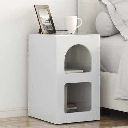 Bedside Table ELST High Gloss White 29.5 x 33.5 x 50 cm