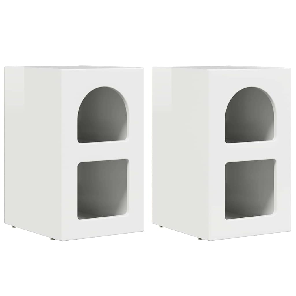 Bedside Table ELST 2 pcs High Gloss White 29.5 x 33.5 x 50 cm