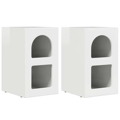 Bedside Table ELST 2 pcs High Gloss White 29.5 x 33.5 x 50 cm