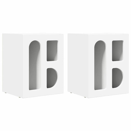 Bedside Table ELST 2 pcs White 40 x 35 x 50 cm Engineered Wood