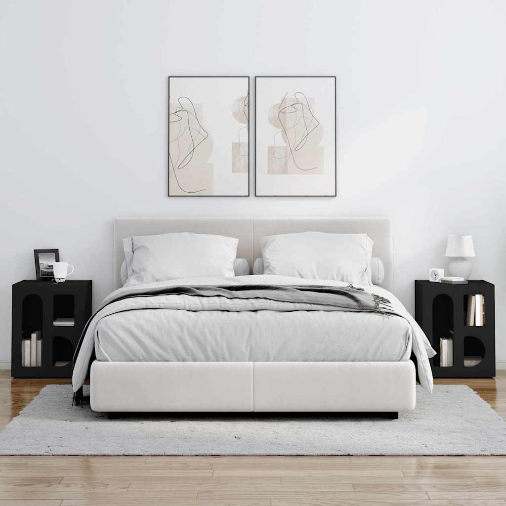 Bedside Table 2 pcs Black 40 x 35 x 50 cm Engineered Wood