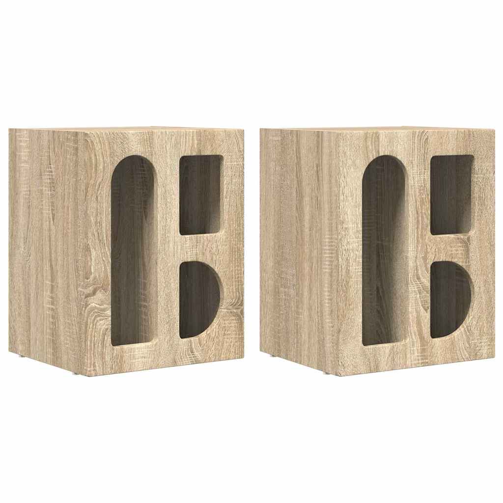 Bedside Table ELST 2 pcs Sonoma Oak 40 x 35 x 50 cm
