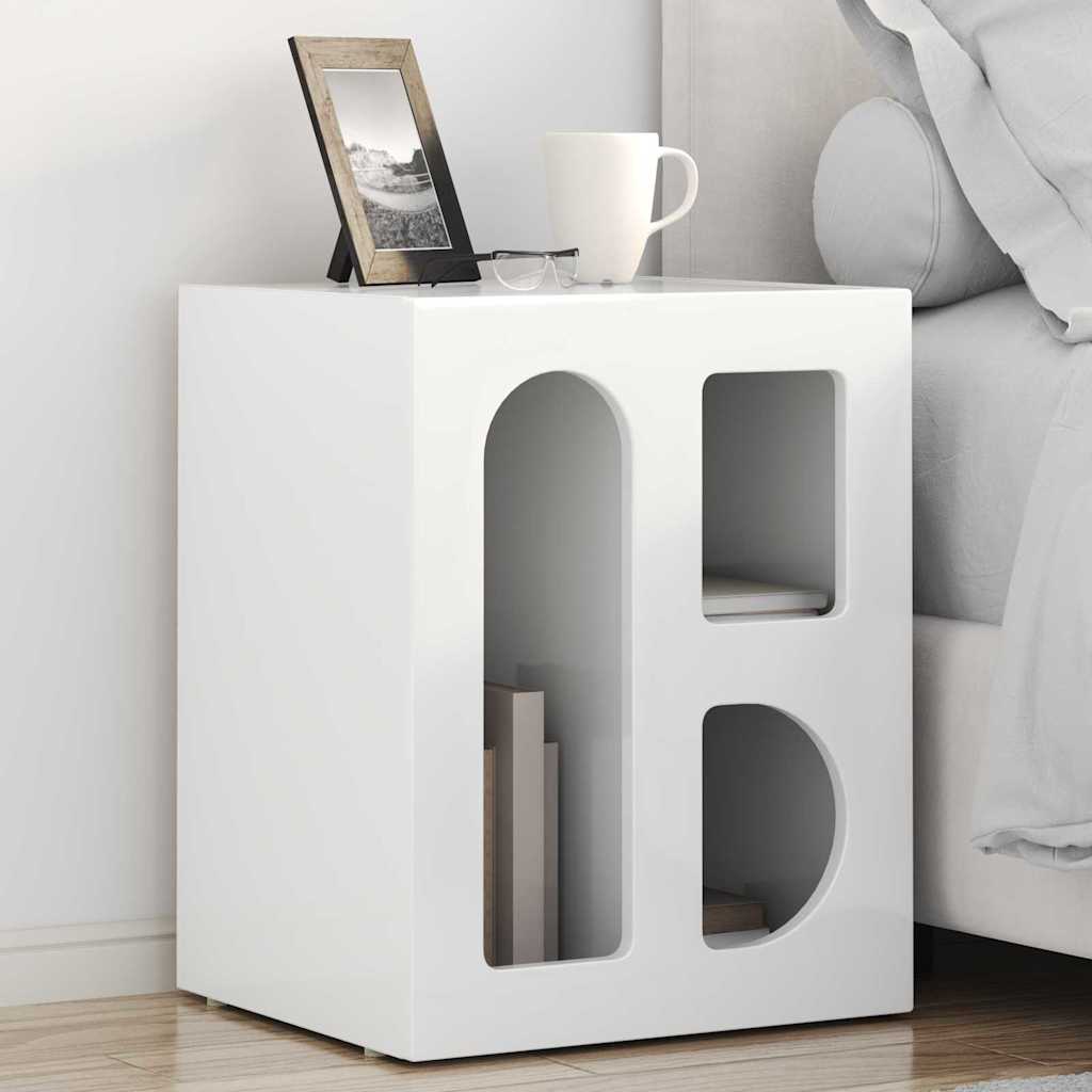 Bedside Table ELST High Gloss White 40 x 35 x 50 cm