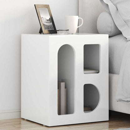 Bedside Table ELST High Gloss White 40 x 35 x 50 cm