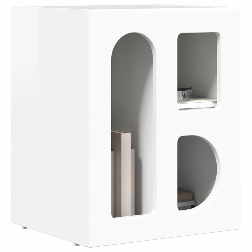 Bedside Table High Gloss White 40 x 35 x 50 cm Engineered Wood