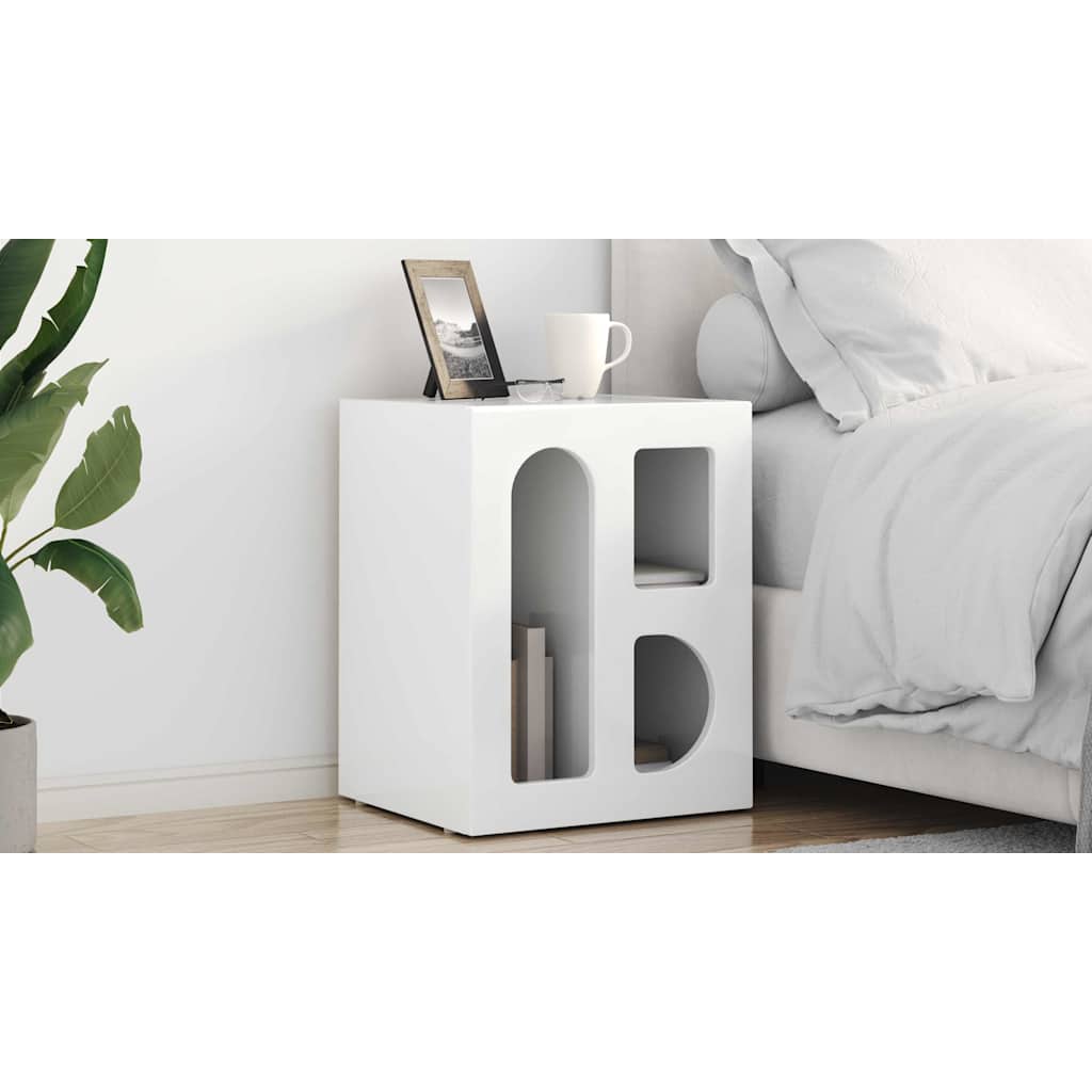 Bedside Table ELST 2 pcs High Gloss White 40 x 35 x 50 cm