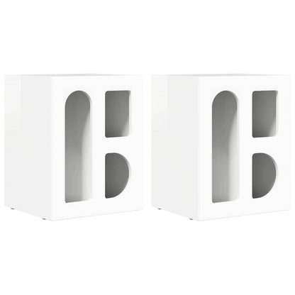 Bedside Table ELST 2 pcs High Gloss White 40 x 35 x 50 cm