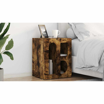 Bedside Table ELST Smoked Oak 40 x 35 x 50 cm Engineered Wood