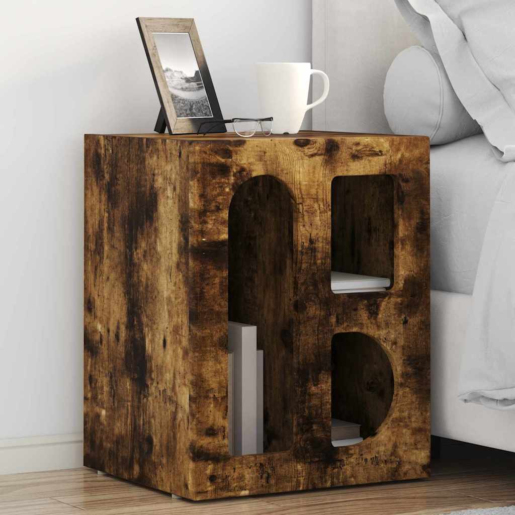Bedside Table Smoked Oak 40 x 35 x 50 cm Engineered Wood