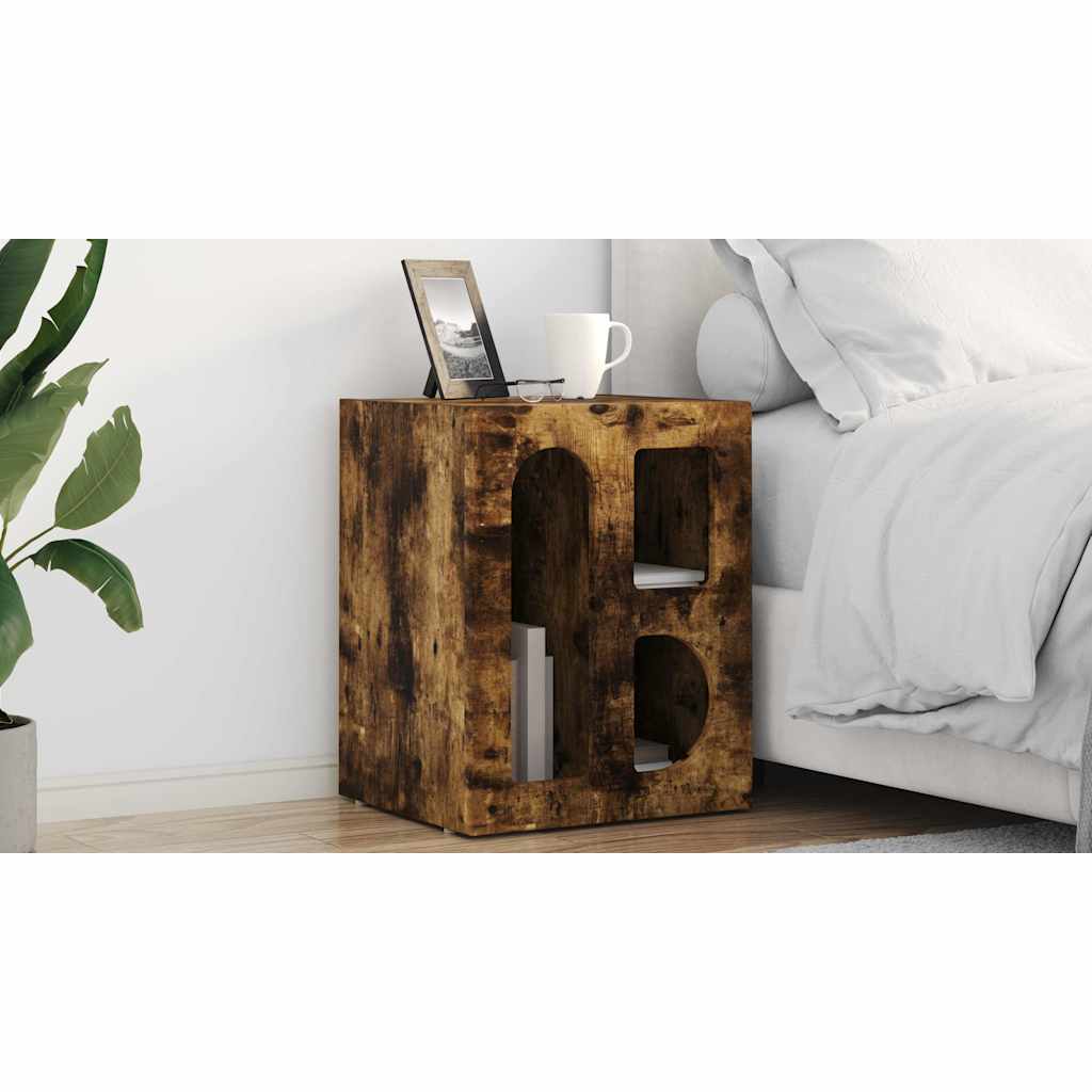 Bedside Table ELST 2 pcs Smoked Oak 40 x 35 x 50 cm