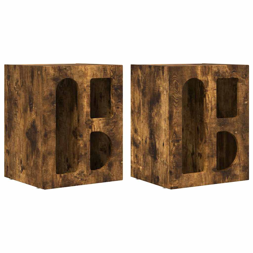 Bedside Table 2 pcs Smoked Oak 40 x 35 x 50 cm Engineered Wood
