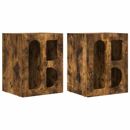 Bedside Table ELST 2 pcs Smoked Oak 40 x 35 x 50 cm