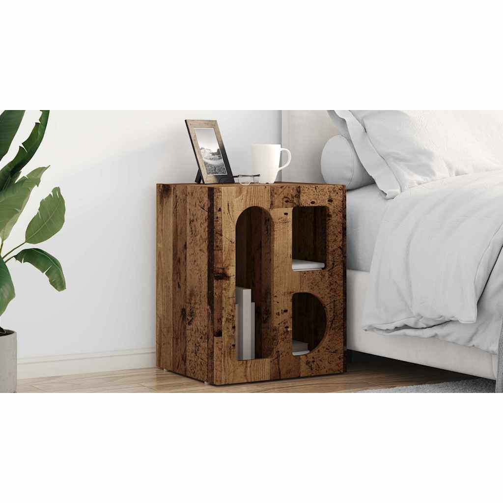 Bedside Table ELST Old Wood 40 x 35 x 50 cm Engineered Wood