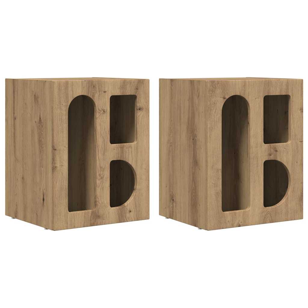 Bedside Table ELST 2 pcs Artisan Oak 40 x 35 x 50 cm