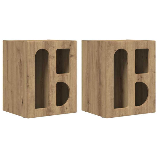 Bedside Table ELST 2 pcs Artisan Oak 40 x 35 x 50 cm