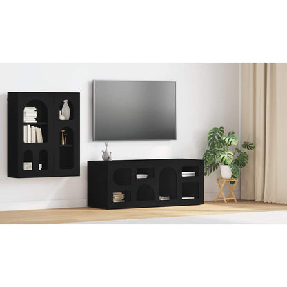 TV Cabinet ELST 100 x 35 x 40 cm Black Engineered Wood