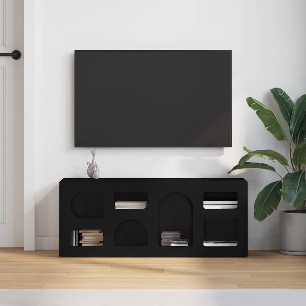 TV Cabinet ELST 100 x 35 x 40 cm Black Engineered Wood