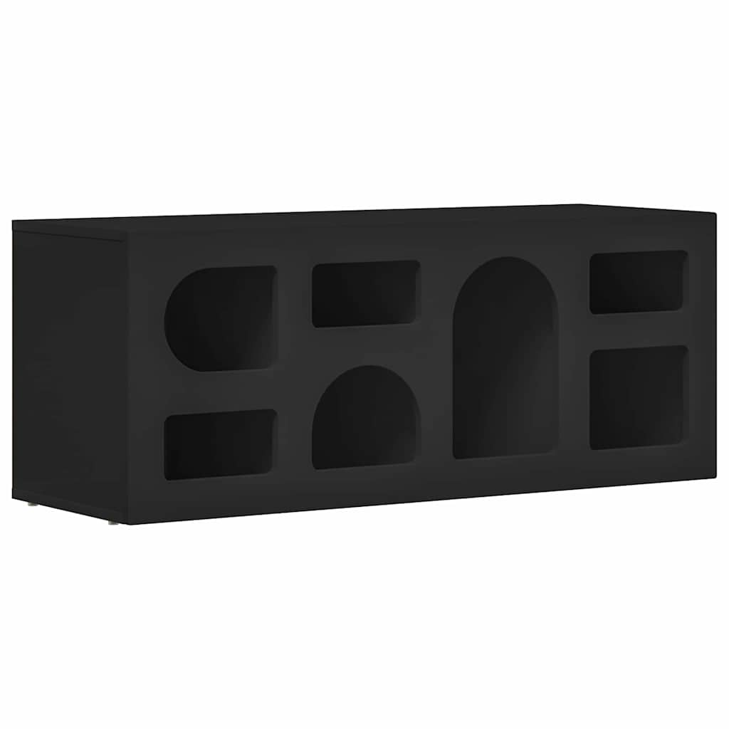 TV Cabinet ELST 100 x 35 x 40 cm Black Engineered Wood