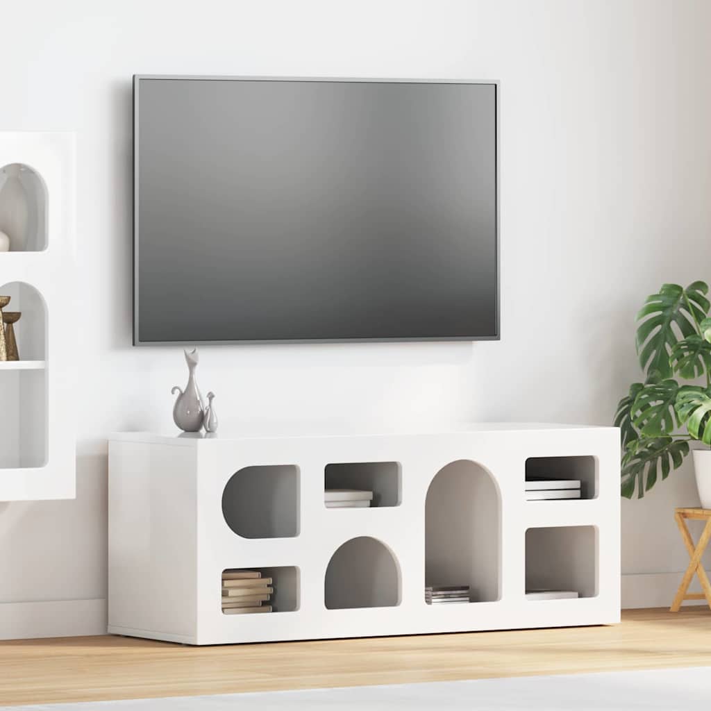 TV Cabinet ELST 100 x 35 x 40 cm High Gloss White