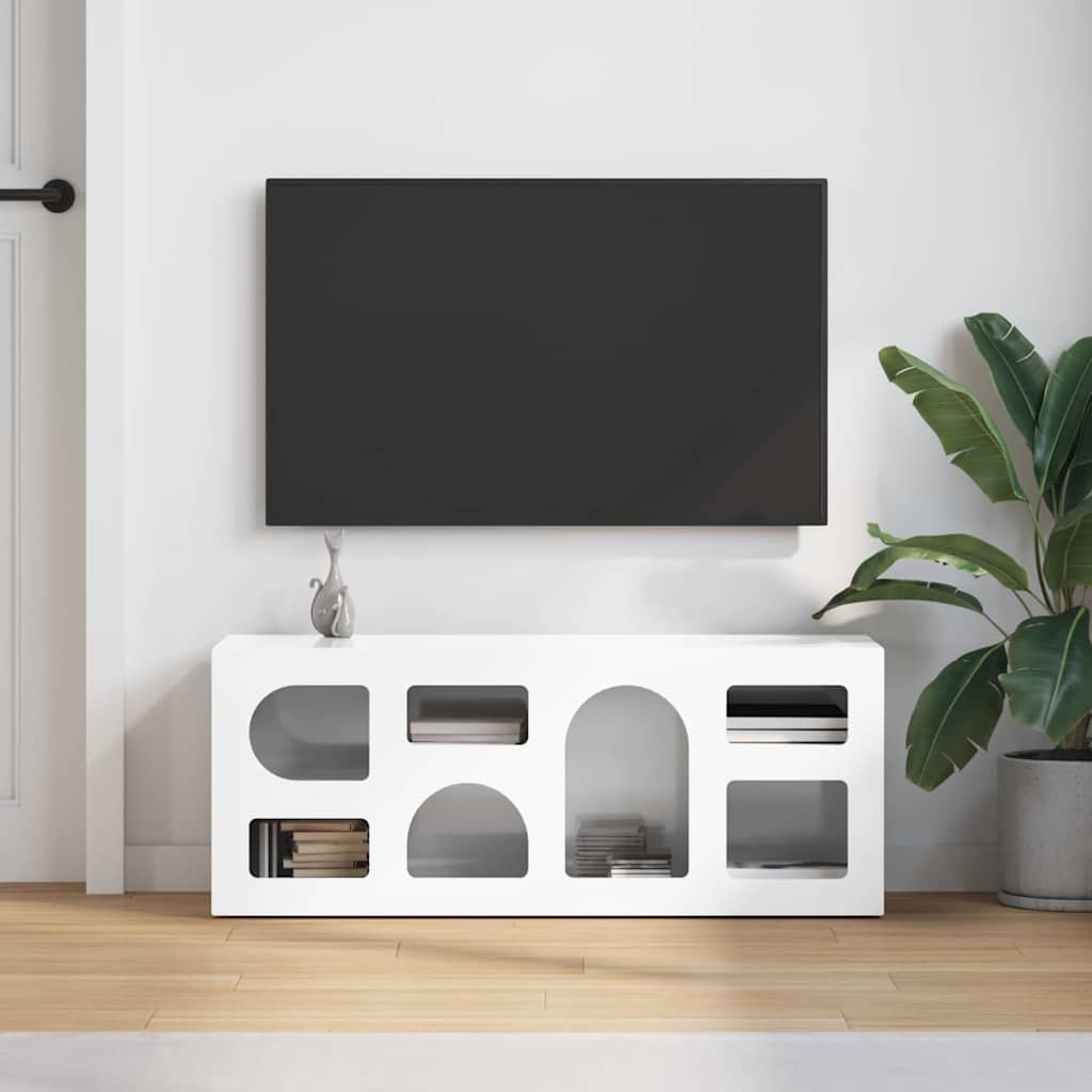 TV Cabinet ELST 100 x 35 x 40 cm High Gloss White