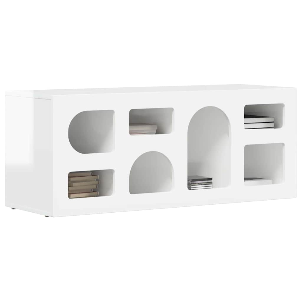 TV Cabinet ELST 100 x 35 x 40 cm High Gloss White