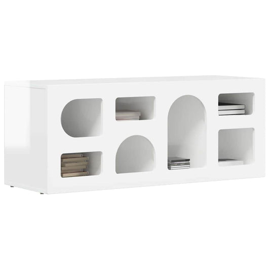 TV Cabinet ELST 100 x 35 x 40 cm High Gloss White