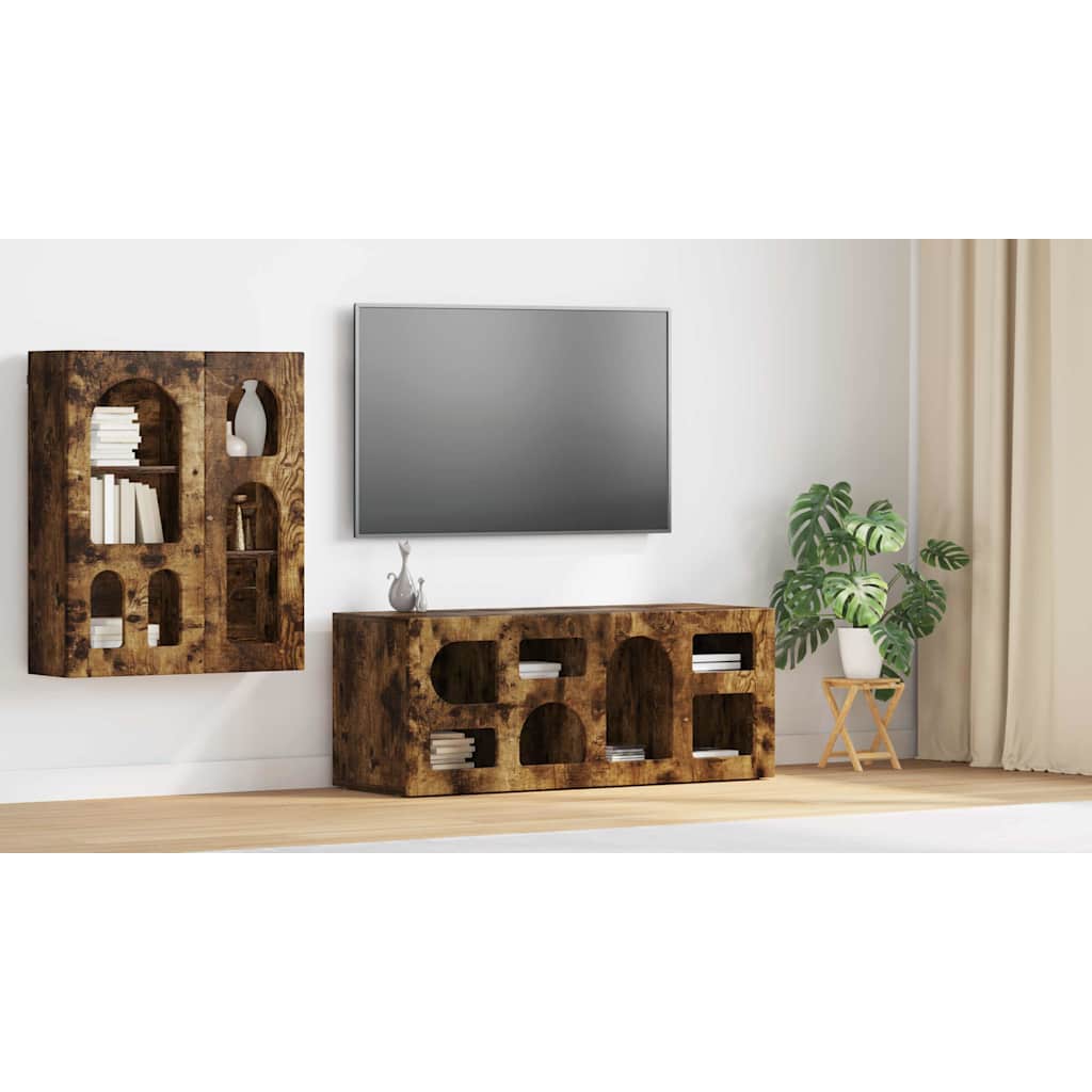 TV Cabinet Smoked Oak 100 x 35 x 40 cm Engineered Wood