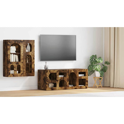 TV Cabinet Smoked Oak 100 x 35 x 40 cm Engineered Wood