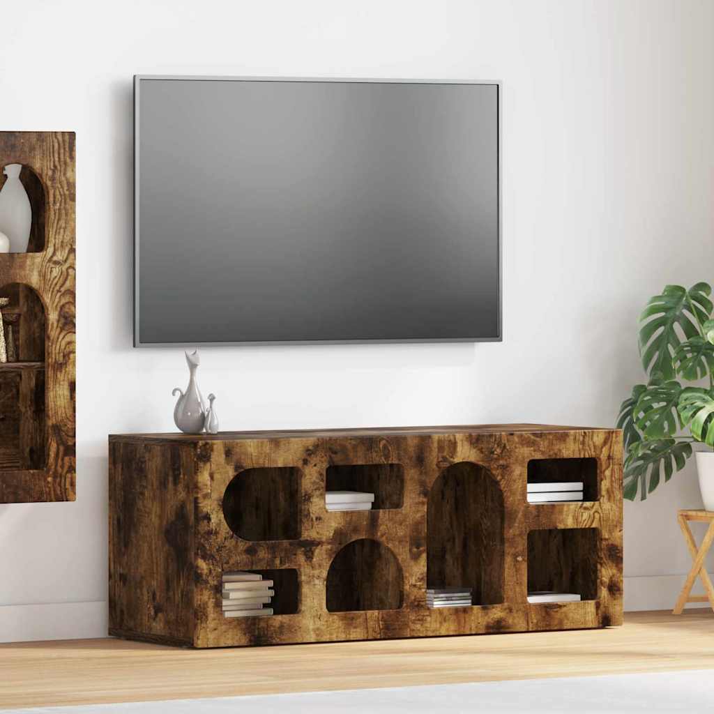 TV Cabinet Smoked Oak 100 x 35 x 40 cm Engineered Wood