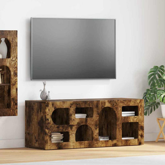 TV Cabinet ELST 100 x 35 x 40 cm Smoked Oak Engineered Wood