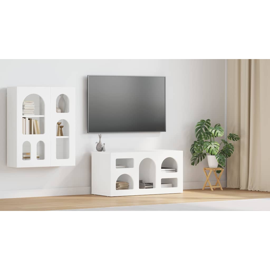 TV Cabinet ELST 80 x 35 x 40 cm White Engineered Wood