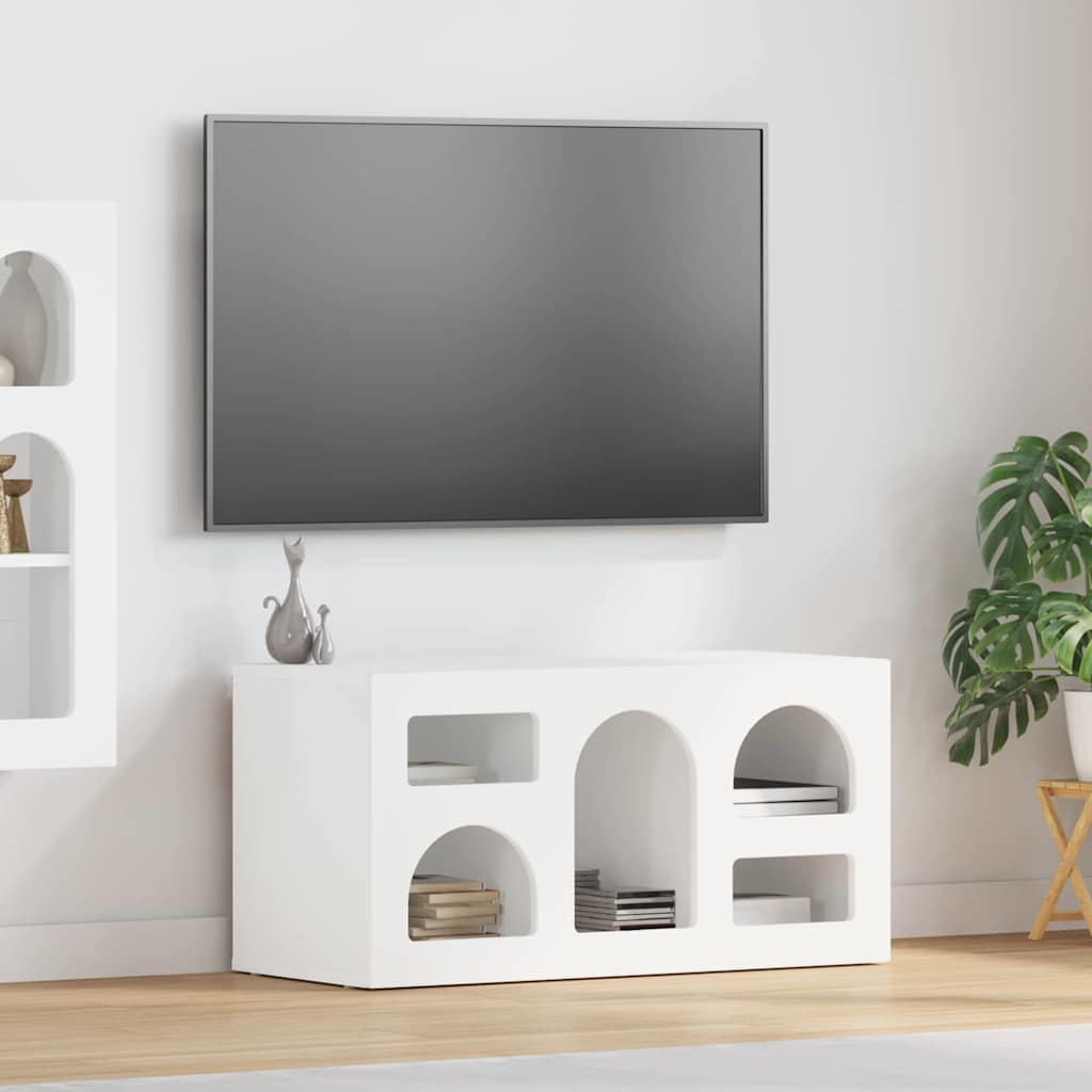TV Cabinet ELST 80 x 35 x 40 cm White Engineered Wood