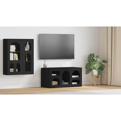 TV Cabinet ELST 80 x 35 x 40 cm Black Engineered Wood