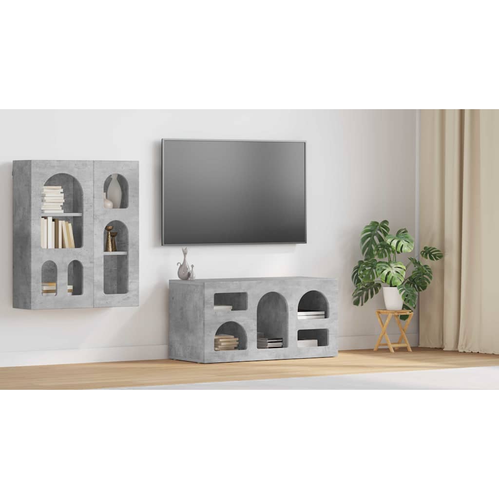 TV Cabinet ELST 80 x 35 x 40 cm Concrete Grey Engineered Wood