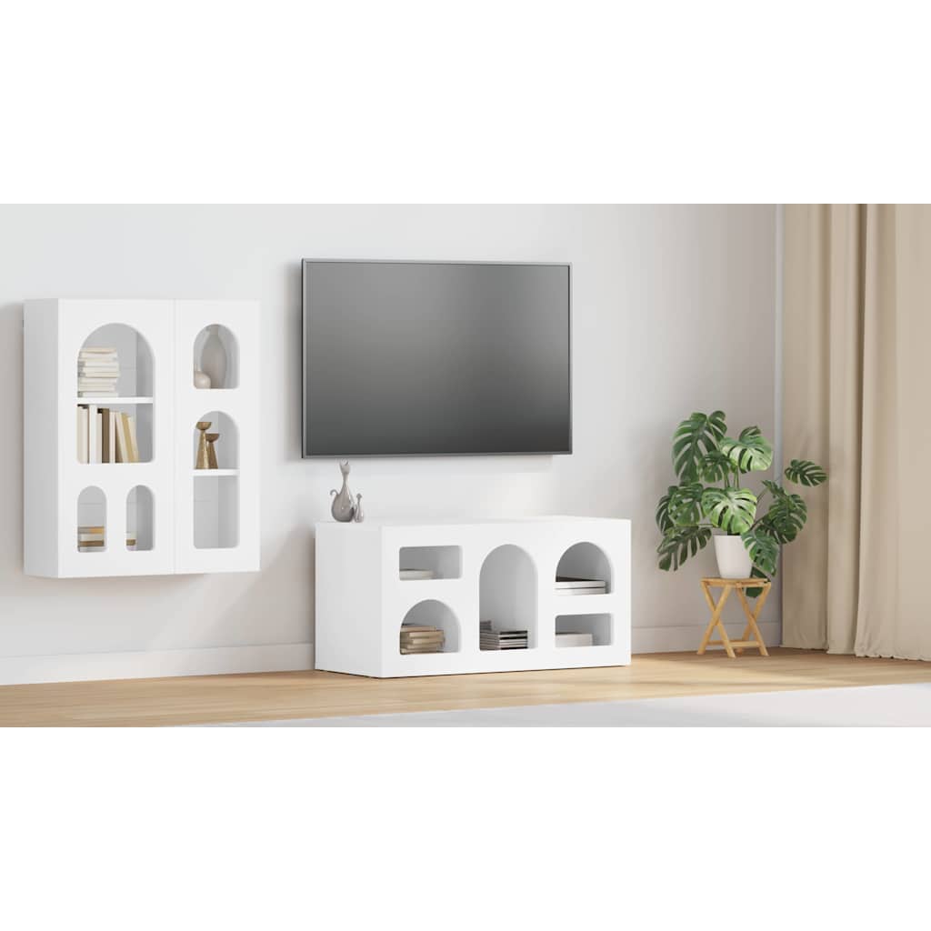 TV Cabinet ELST 80 x 35 x 40 cm High Gloss White