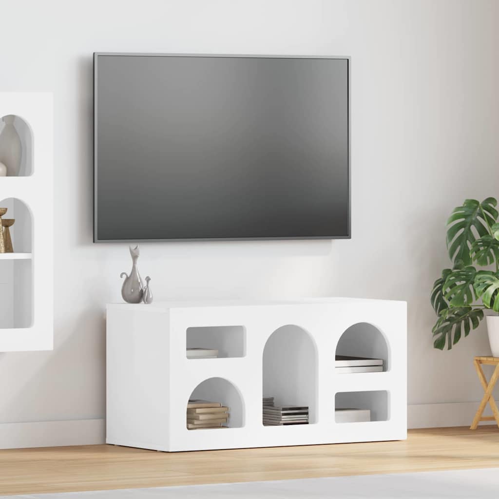 TV Cabinet High Gloss White 80 x 35 x 40 cm Engineered Wood