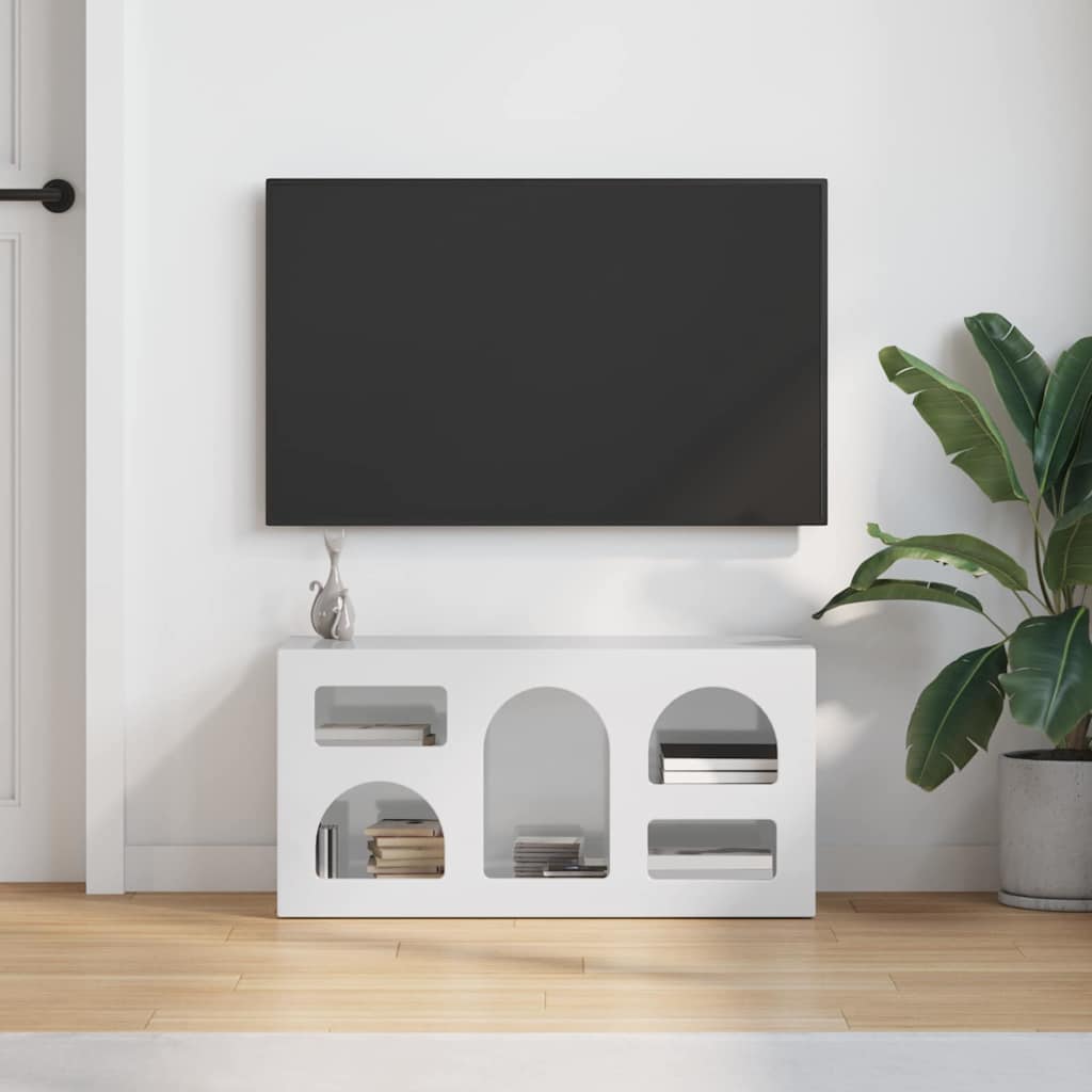 TV Cabinet ELST 80 x 35 x 40 cm High Gloss White