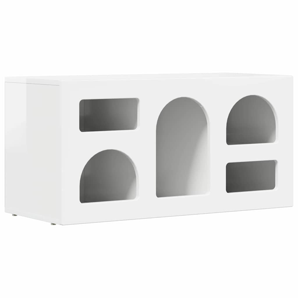 TV Cabinet ELST 80 x 35 x 40 cm High Gloss White
