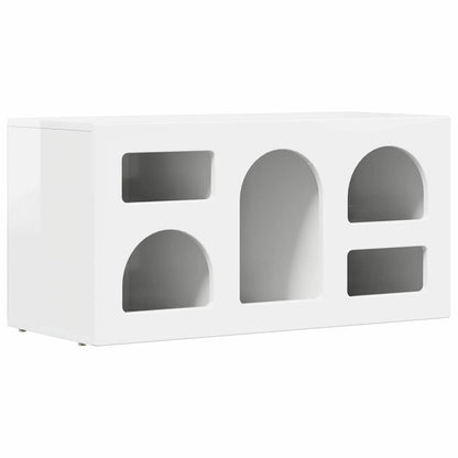 TV Cabinet ELST 80 x 35 x 40 cm High Gloss White