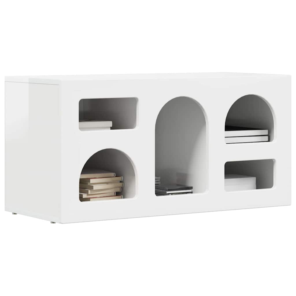 TV Cabinet ELST 80 x 35 x 40 cm High Gloss White