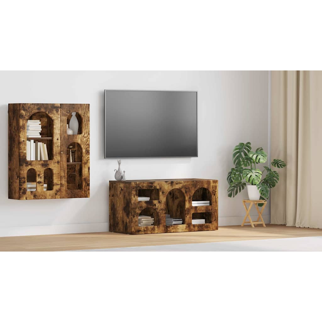 TV Cabinet Smoked Oak 80 x 35 x 40 cm Engineered Wood